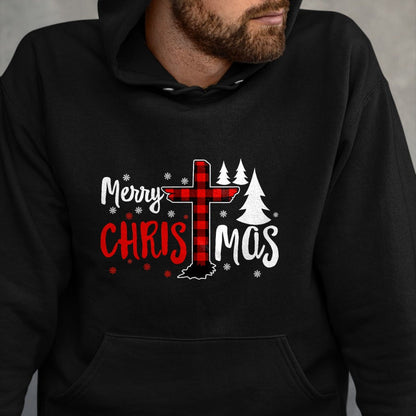 Christian Tee, Christian Faith Unisex T-Shirt/Hoodie/Sweatshirt HLT00 - Merry Christmas Christians Buffalo Plaid T-Shirt