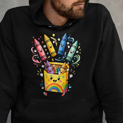 Best Student Shirt, Funny Back To School UnisexT-Shirt/Hoodie/Sweatshirt HLT00 - Cute Crayon Box Back to School Teacher Preschool Classroom T-Shirt