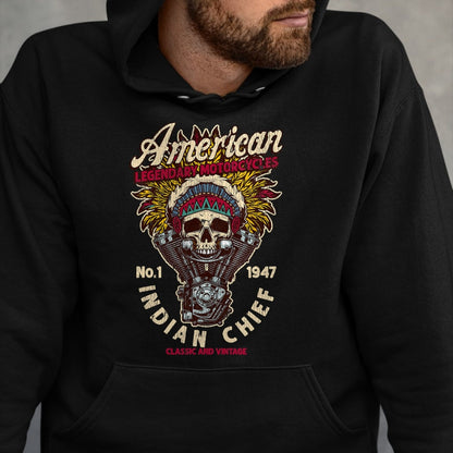 Native American T-Shirts, Vintage Native American Unisex T-Shirt/Hoodie/Sweatshirt HLT00 - Retro Vintage American Motorcycle Indian native Bikers Gift