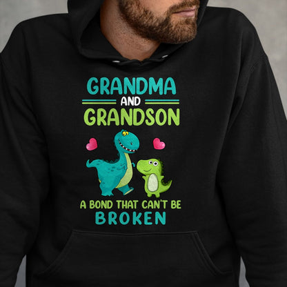 Best Grandma Shirt, Proud Grandma Unisex T-Shirt/Hoodie/Sweatshirt HLT00 - Grandma And Grandson A Bond That Can't Be Broken Dinosaur T-Shirt