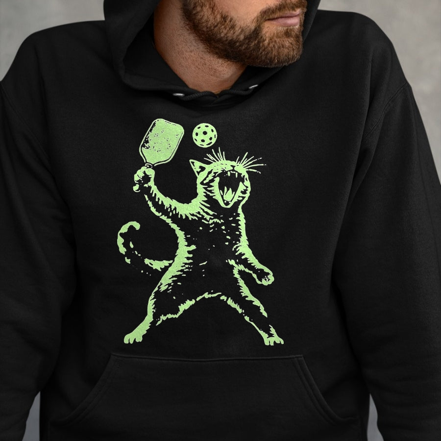Funny Pickleball Shirt, Pickleball Lover Unisex T-Shirt/Hoodie/Sweatshirt HLT00 - Cat Pickleball T-Shirt, Men, Black, 3X-Large