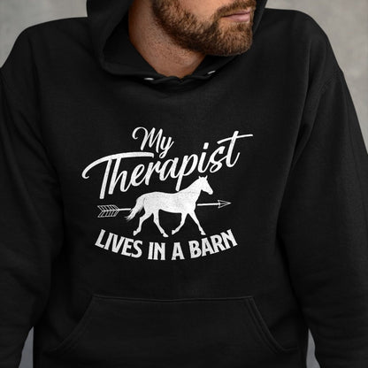 Best Horse Lover Shirt , Funny Horse UnisexT-Shirt/Hoodie/Sweatshirt HLT00 - My Therapist Lives In A Barn - Horse Lover Horseback Riding T-Shirt