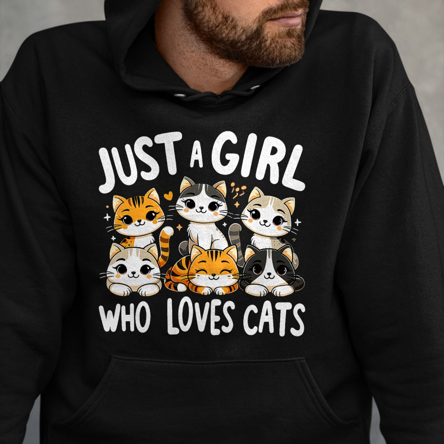 Cat Love Shirt, Funny Cat Lover Gift UnisexT-Shirt/Hoodie/Sweatshirt HLT00 - Cats Lover Just A Girl Who Loves Cat T-Shirt