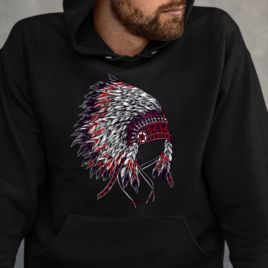 Native American T-Shirts, Vintage Native American Unisex T-Shirt/Hoodie/Sweatshirt HLT00 - Indian Headdress - Native American Roots Indigenous