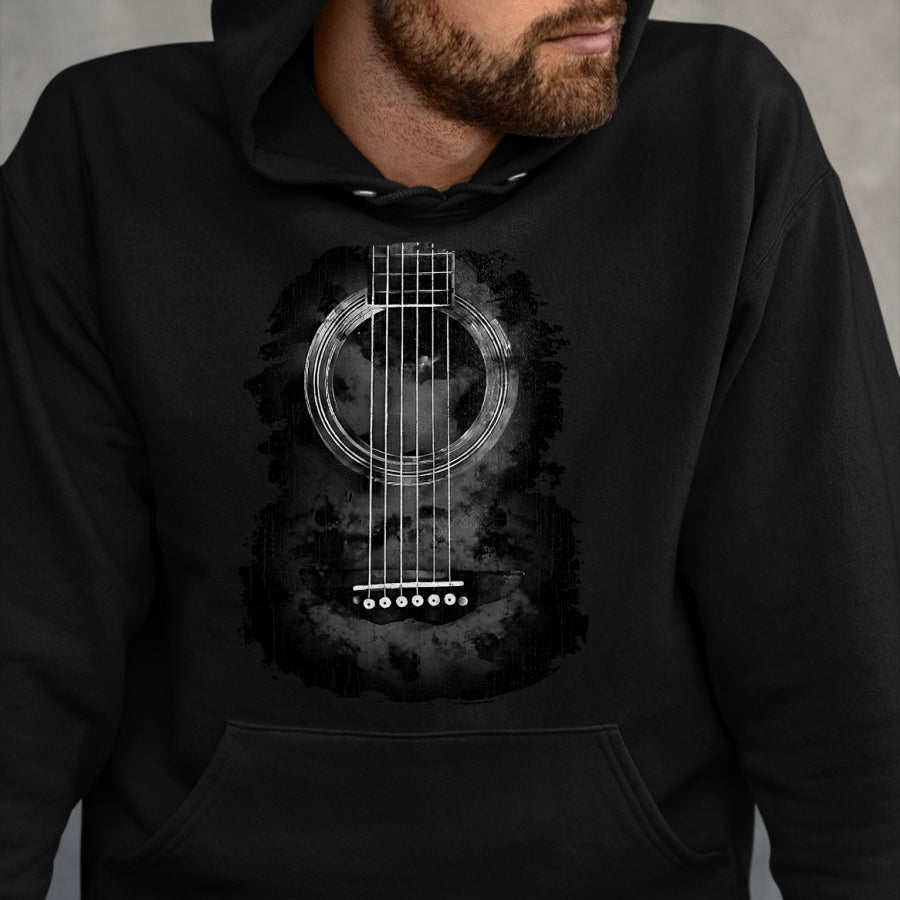 Guitar Lover Shirt, Funny Guitar UnisexT-Shirt/Hoodie/Sweatshirt HLT00 - Distressed Acoustic Guitar Vintage Rock & Roll Music Lover T-Shirt, Men, Black, 3X-Large