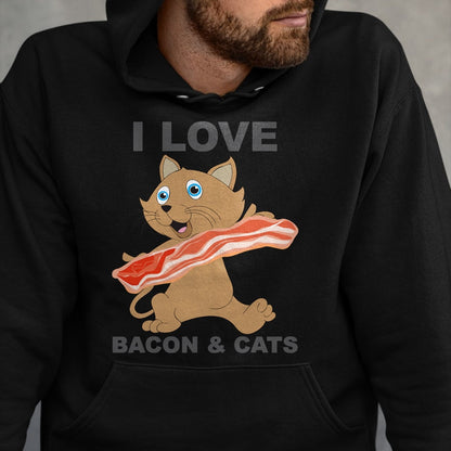 Cat Love Shirt, Funny Cat Lover Gift UnisexT-Shirt/Hoodie/Sweatshirt HLT00 - I love bacon and cats T-Shirt
