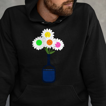 Funny Pickleball Shirt, Pickleball Lover Unisex T-Shirt/Hoodie/Sweatshirt HLT00 - Pretty Pickleball Flowers in Paddle Vase - Pickleball T-Shirt