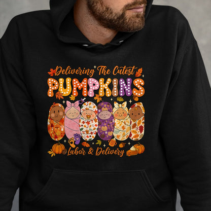 Best Thanksgiving Family Shirt , Funny Thanksgiving UnisexT-Shirt/Hoodie/Sweatshirt HLT00 - Delivering The Cutest Pumpkins Labor and Delivery Nurse Fall T-Shirt
