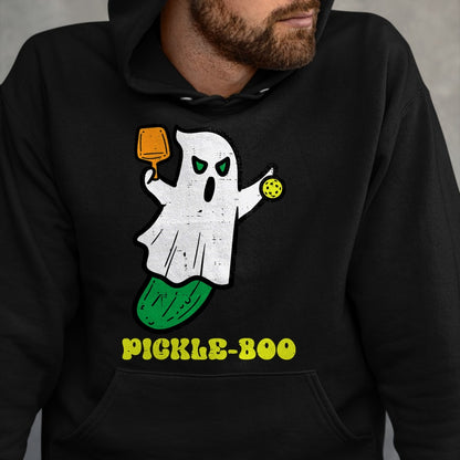 Funny Pickleball Shirt, Pickleball Lover Unisex T-Shirt/Hoodie/Sweatshirt HLT00 - Halloween Pickleball Pickle Boo Ghost Costume Men Women Kids T-Shirt