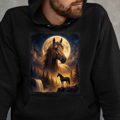 Best Horse Lover Shirt , Funny Horse UnisexT-Shirt/Hoodie/Sweatshirt HLT00 - Mystical Retro Majestic Horse Spirit Animal Full Moon Nature T-Shirt