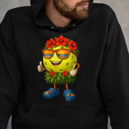 Funny Pickleball Shirt, Pickleball Lover Unisex T-Shirt/Hoodie/Sweatshirt HLT00 - Cute Hawaiian Pickleball Ball Tropical Beach Summer Vacation T-Shirt