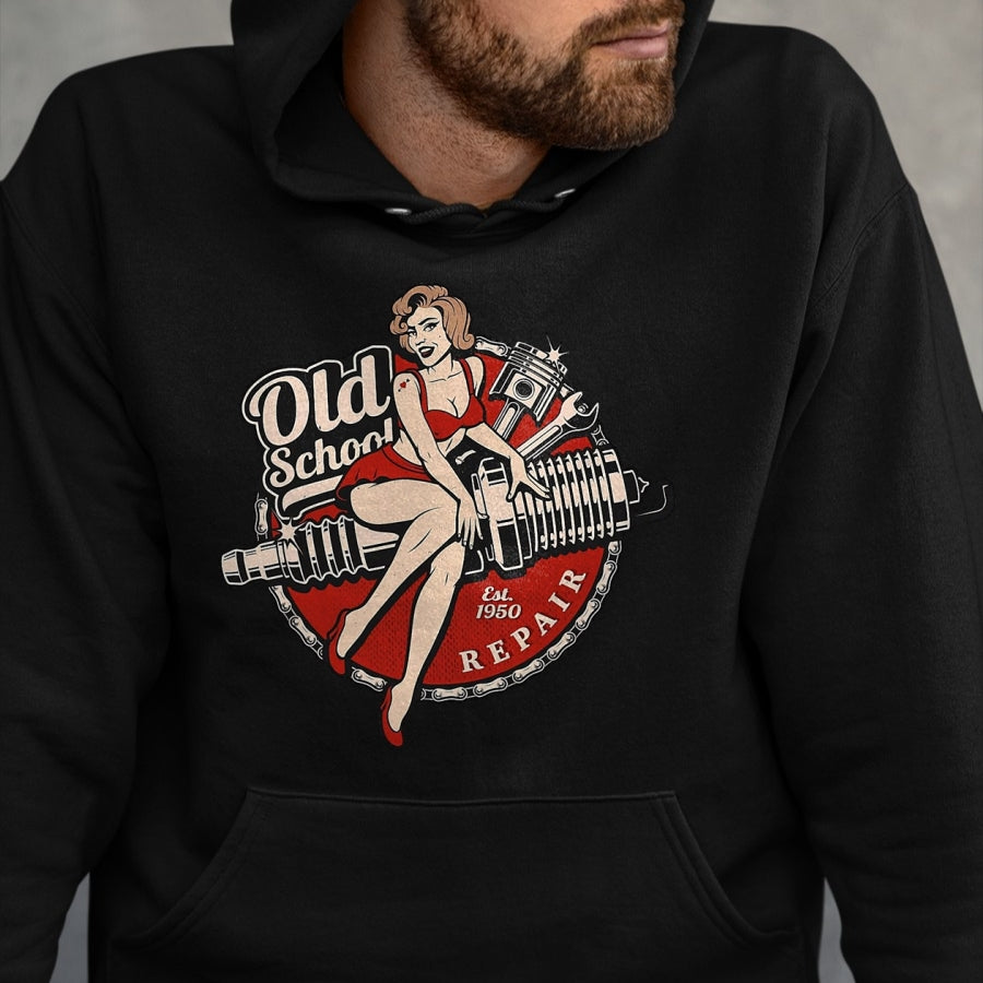 Best Mechanic Life Shirt, Funny Mechanic UnisexT-Shirt/Hoodie/Sweatshirt HLT00 - Spark Plug Pinup Mechanic T-Shirt, Men, Black, 3X-Large
