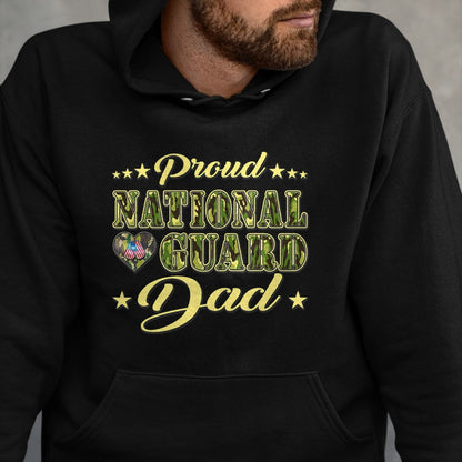 Gift for Dad Shirt, Funny Dad Unisex T-Shirt/Hoodie/Sweatshirt HLT00 – Proud National Guard Dad Dog Tags Heart Military Father Gift T-Shirt