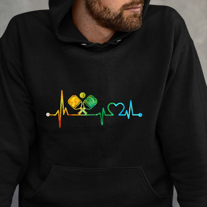 Funny Pickleball Shirt, Pickleball Lover Unisex T-Shirt/Hoodie/Sweatshirt HLT00 - Funny Pickleball Paddle Heartbeat Vintage Colors T-Shirt Small