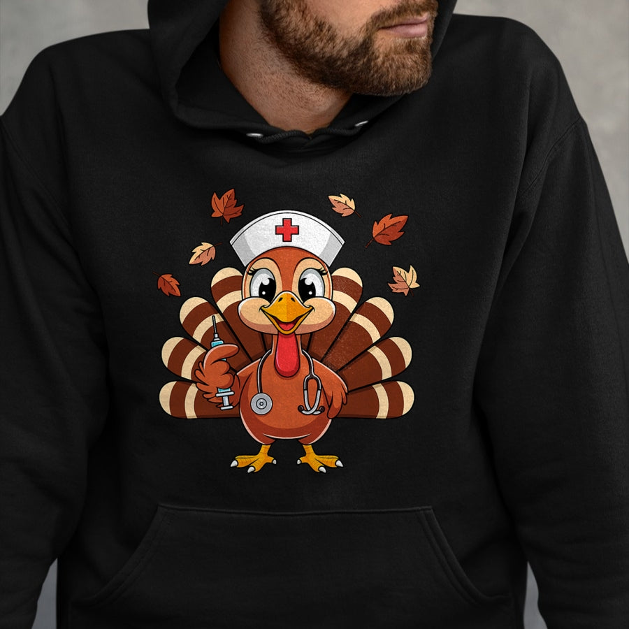 Funny Nurse Shirt, Nurse Unisex T-Shirt/Hoodie/Sweatshirt HLT00 - Thanksgiving Nurse Turkey RN ICU ER NICU Nurse Crew Women T-Shirt