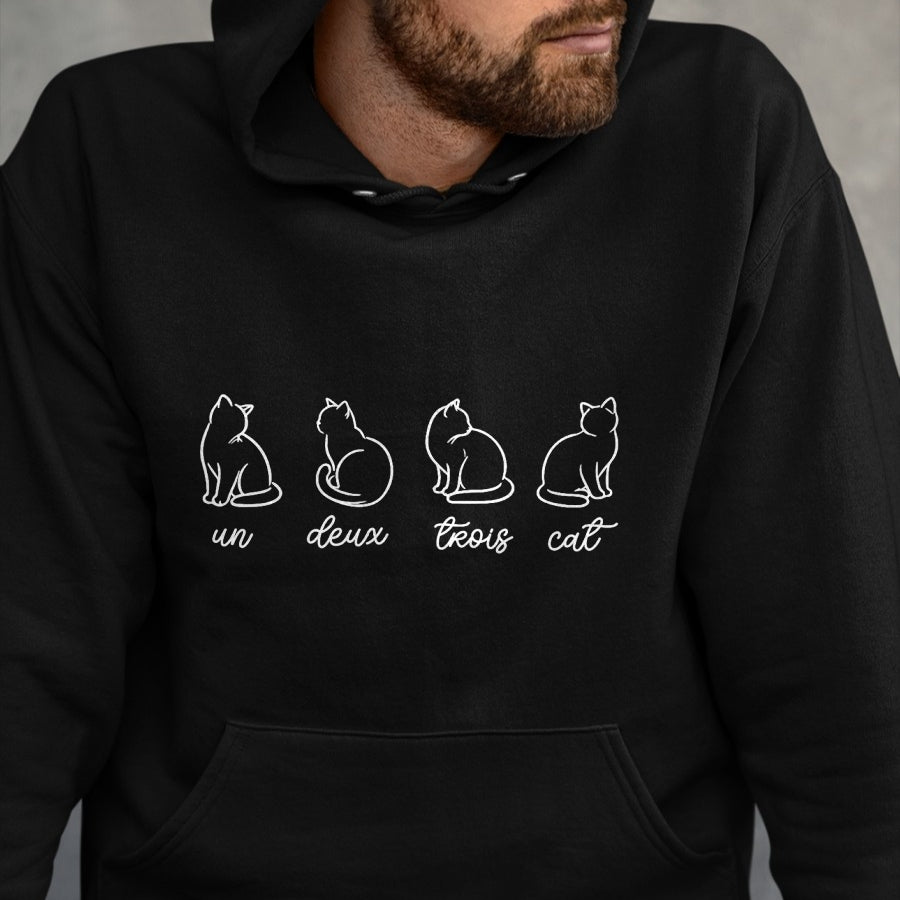 Cat Love Shirt, Funny Cat Lover Gift UnisexT-Shirt/Hoodie/Sweatshirt HLT00 - French Un Deux Trois Cat, Counting, Minimalist, Cat Lover T-Shirt (1)