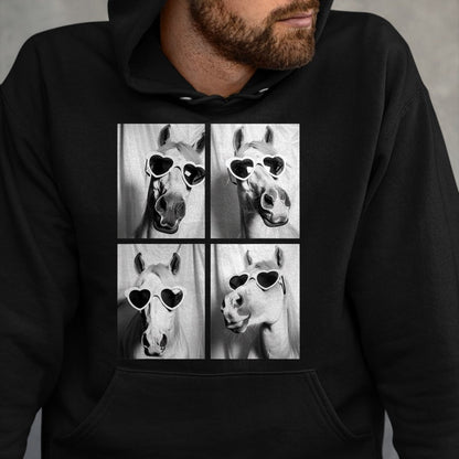 Best Horse Lover Shirt , Funny Horse UnisexT-Shirt/Hoodie/Sweatshirt HLT00 - Cute Horses with Hearts Sunglasses Funny Valentine_s Day T-Shirt