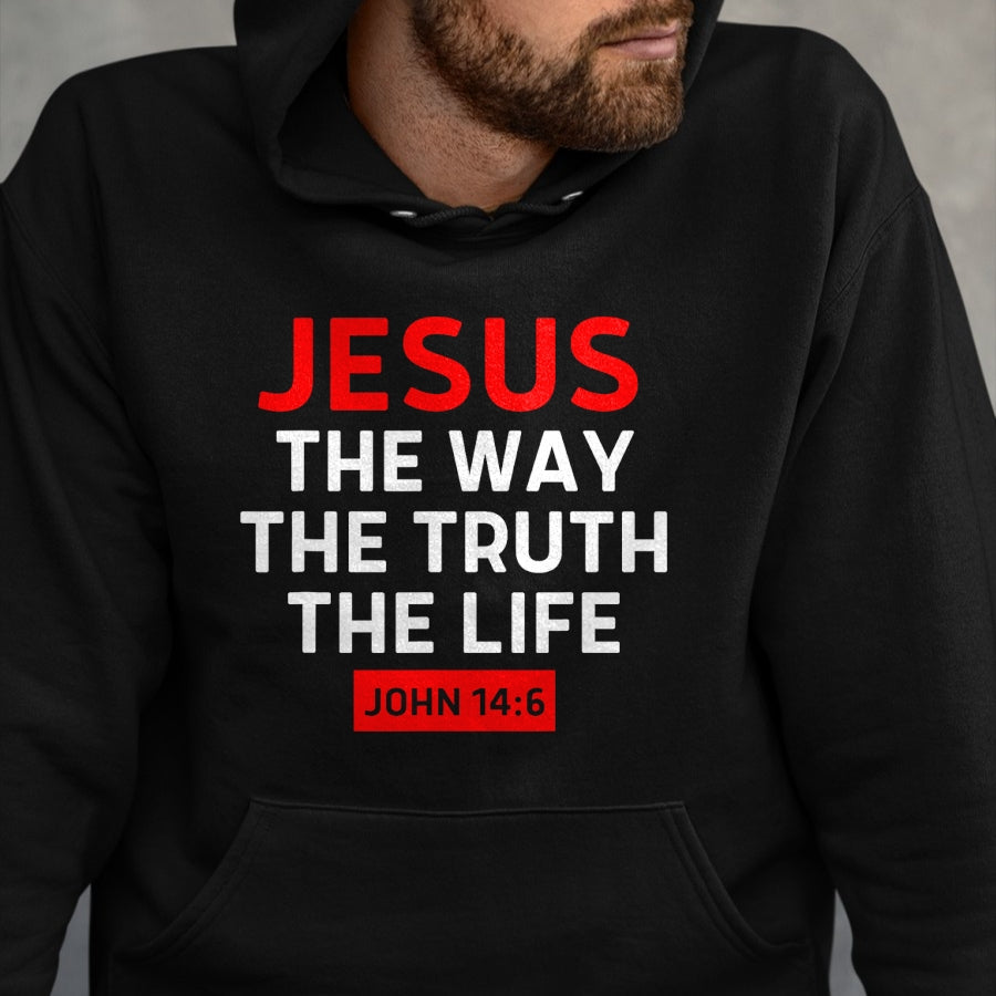 Christian Tee, Christian Faith Unisex T-Shirt/Hoodie/Sweatshirt HLT00 - Jesus The Way Truth Life John 14 6 Christian Bible Verse T-Shirt (2)