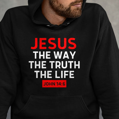 Christian Tee, Christian Faith Unisex T-Shirt/Hoodie/Sweatshirt HLT00 - Jesus The Way Truth Life John 14 6 Christian Bible Verse T-Shirt (2)