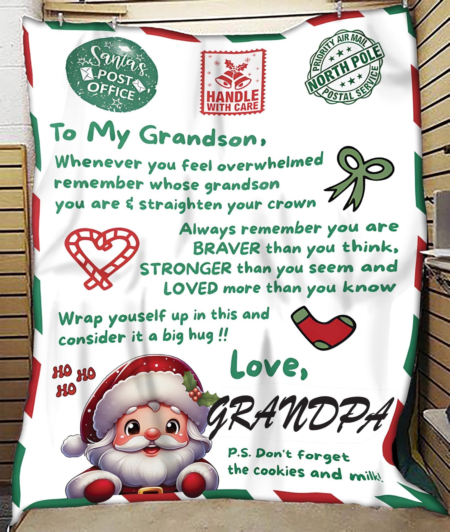 BLANKET FOR GRANDSON – COMFORT & WARMTH GIFT FROM GRANDPA  Sherpa Fleece Quilt Blanket NINA00 (SKUB10-182)
