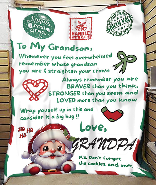 BLANKET FOR GRANDSON – COMFORT & WARMTH GIFT FROM GRANDPA  Sherpa Fleece Quilt Blanket NINA00 (SKUB10-182)