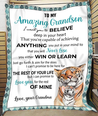 BLANKET FOR GRANDSON FROM GRANDMA – COMFORT & WARMTH GIFT