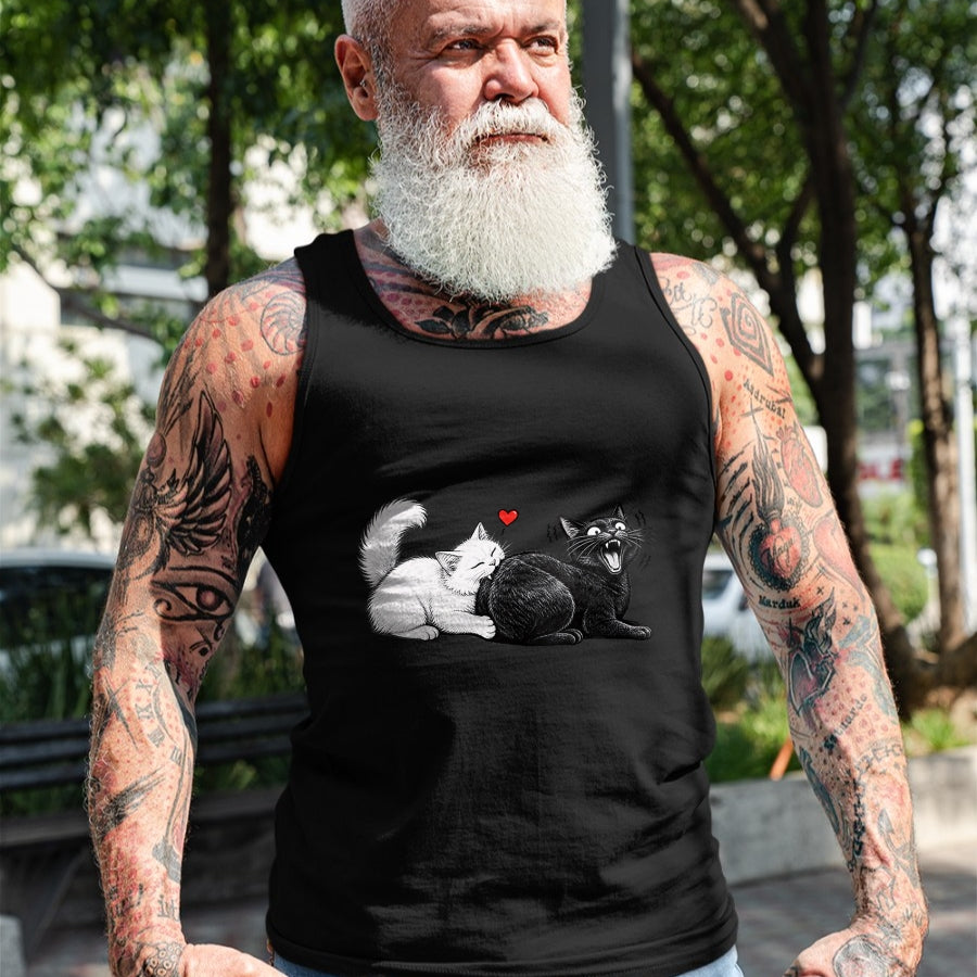 Cat Love Shirt, Funny Cat Lover Gift UnisexT-Shirt/Hoodie/Sweatshirt HLT00 - Women_s Funny Cat Couple Black White Cats Love Cat Biting Cat Butt V-Neck T-Shirt (1)