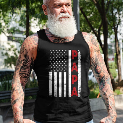 Gift for Dad Shirt, Funny Dad Unisex T-Shirt/Hoodie/Sweatshirt HLT00 – Proud Papa USA Flag Fathers Day Tee Gifts From Grandchildren Long Sleeve T-Shirt