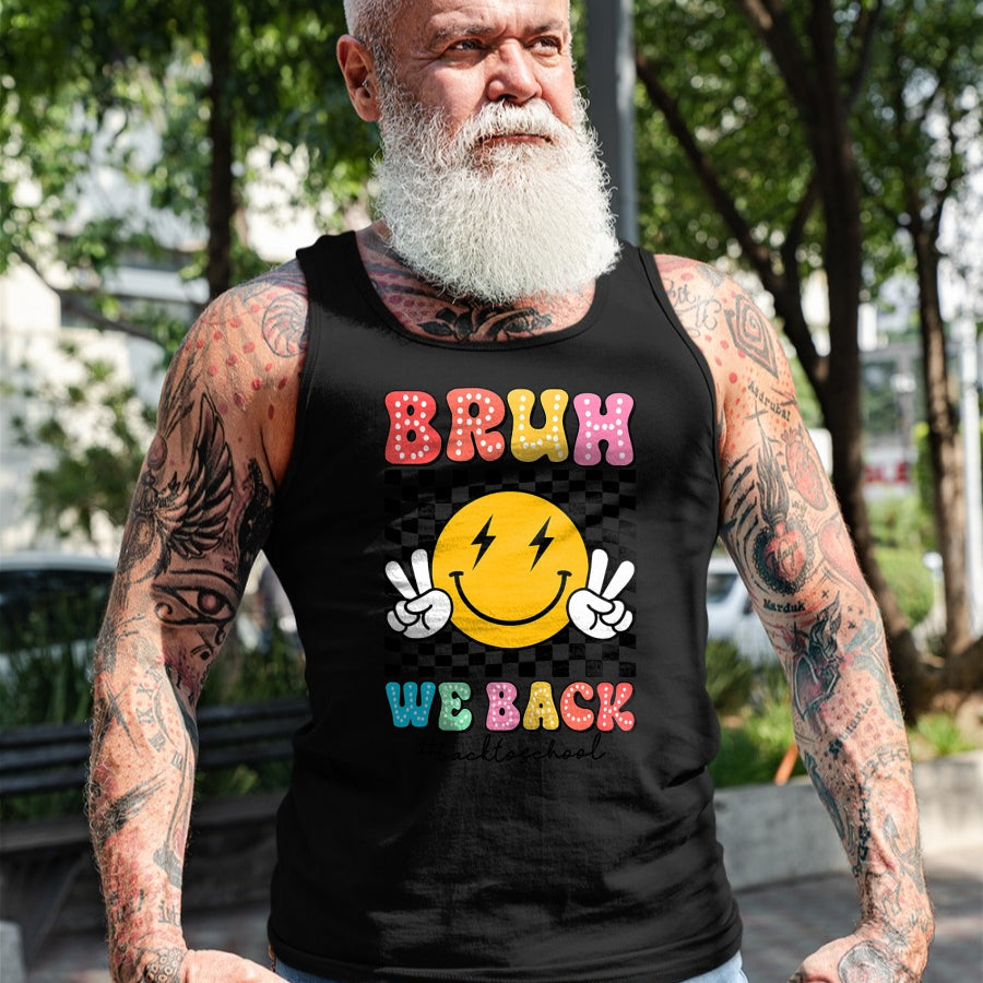 Best Student Shirt, Funny Back To School UnisexT-Shirt/Hoodie/Sweatshirt HLT00 - Bruh We Back Checkered Smile Face Back To School Teacher Kid T-Shirt