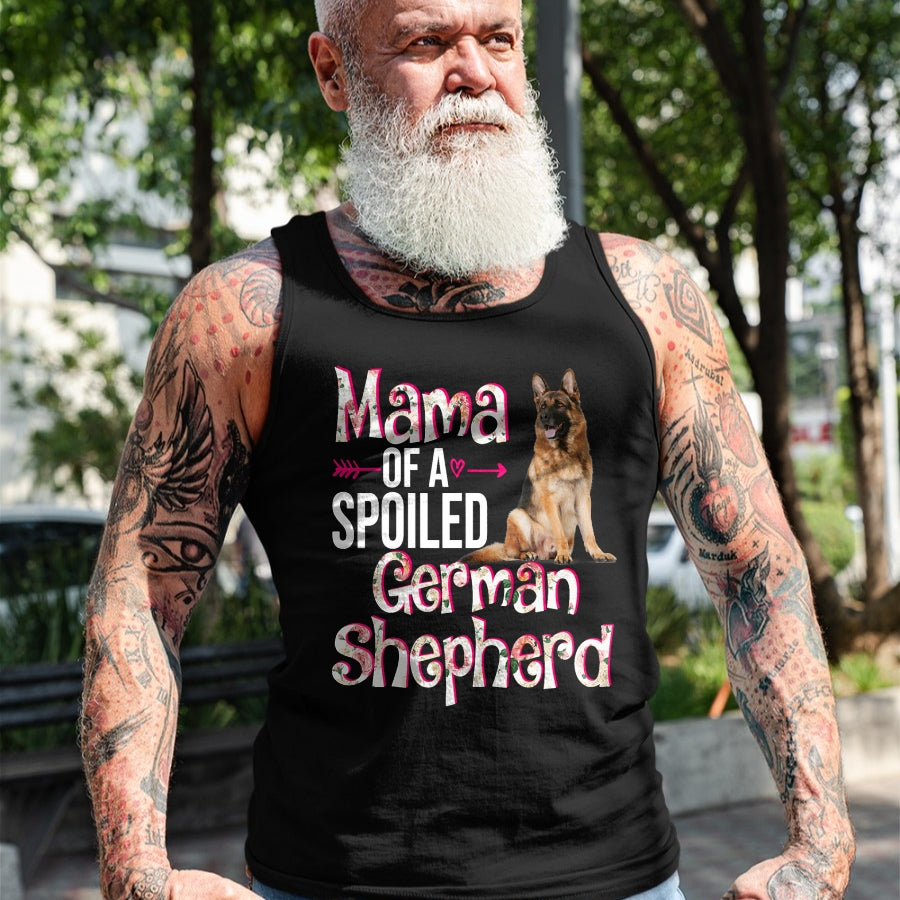 Best Wife Shirt, Wife and Husband Unisex T-Shirt/Hoodie/Sweatshirt HLT00 - Mama Of A Spoiled German Shepherd Mother's Day Floral Dog T-Shirt