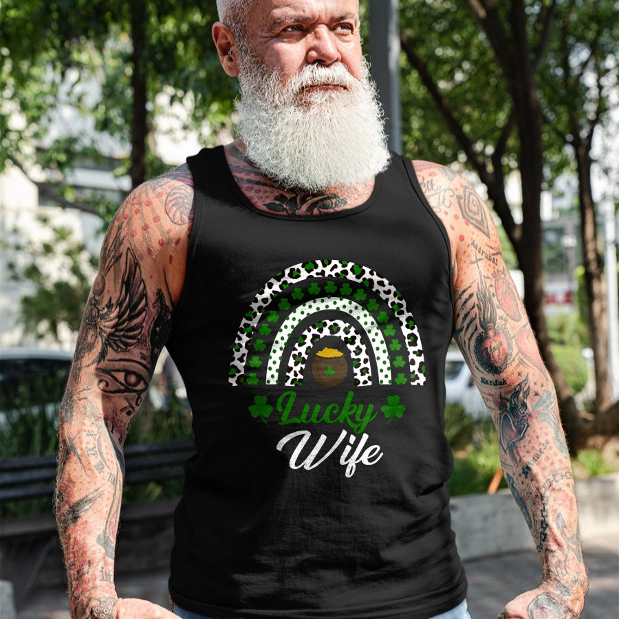 Best Wife Shirt, Wife and Husband Unisex T-Shirt/Hoodie/Sweatshirt HLT00 - Gift for wife T shirt, lucky wife   Lucky Wife Rainbow St Patricks Day Lucky Wife Long Sleeve T-Shir (1)
