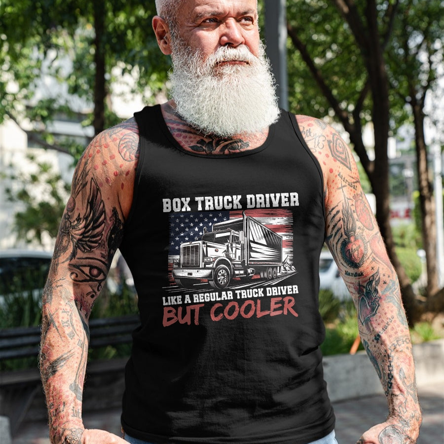 Best Truck Driver Life Shirt, Funny Trucker UnisexT-Shirt/Hoodie/Sweatshirt HLT00 - Truck Driver Construction Site US Flag Box Truck T-Shirt