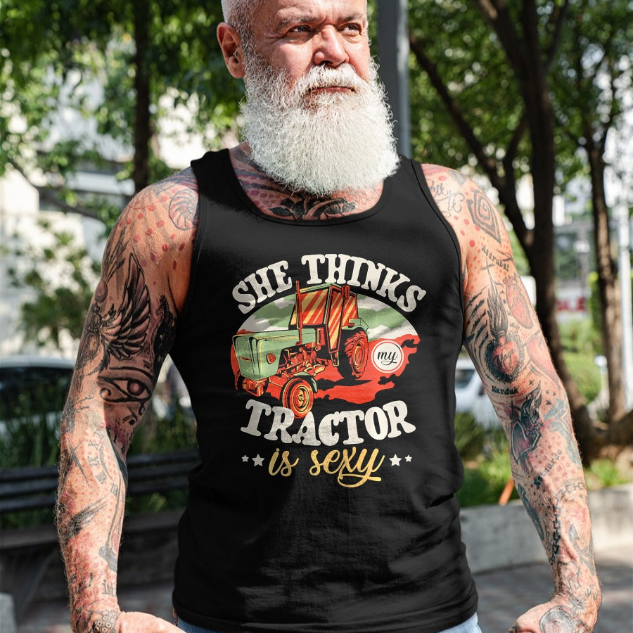 Best Farmer Life Shirt, Funny Farmer UnisexT-Shirt/Hoodie/Sweatshirt HLT00 - Mens She Thinks My Tractor is Sexy Farmer Agriculture Farm Performance T-Shirt