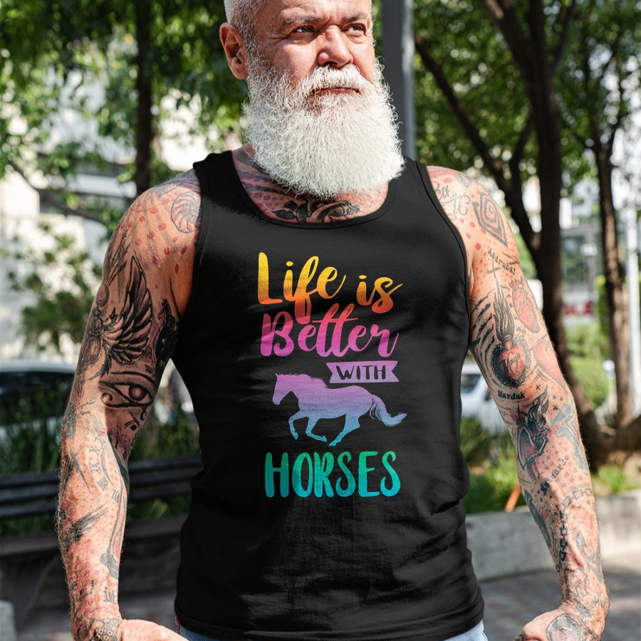 Best Horse Lover Shirt , Funny Horse UnisexT-Shirt/Hoodie/Sweatshirt HLT00 - Cute Life is Better with Horses Horseback Riding T-Shirt