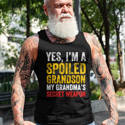 Best Grandma Shirt, Proud Grandma Unisex T-Shirt/Hoodie/Sweatshirt HLT00 - Yes I'm a Spoiled Grandson T-Shirt (1)