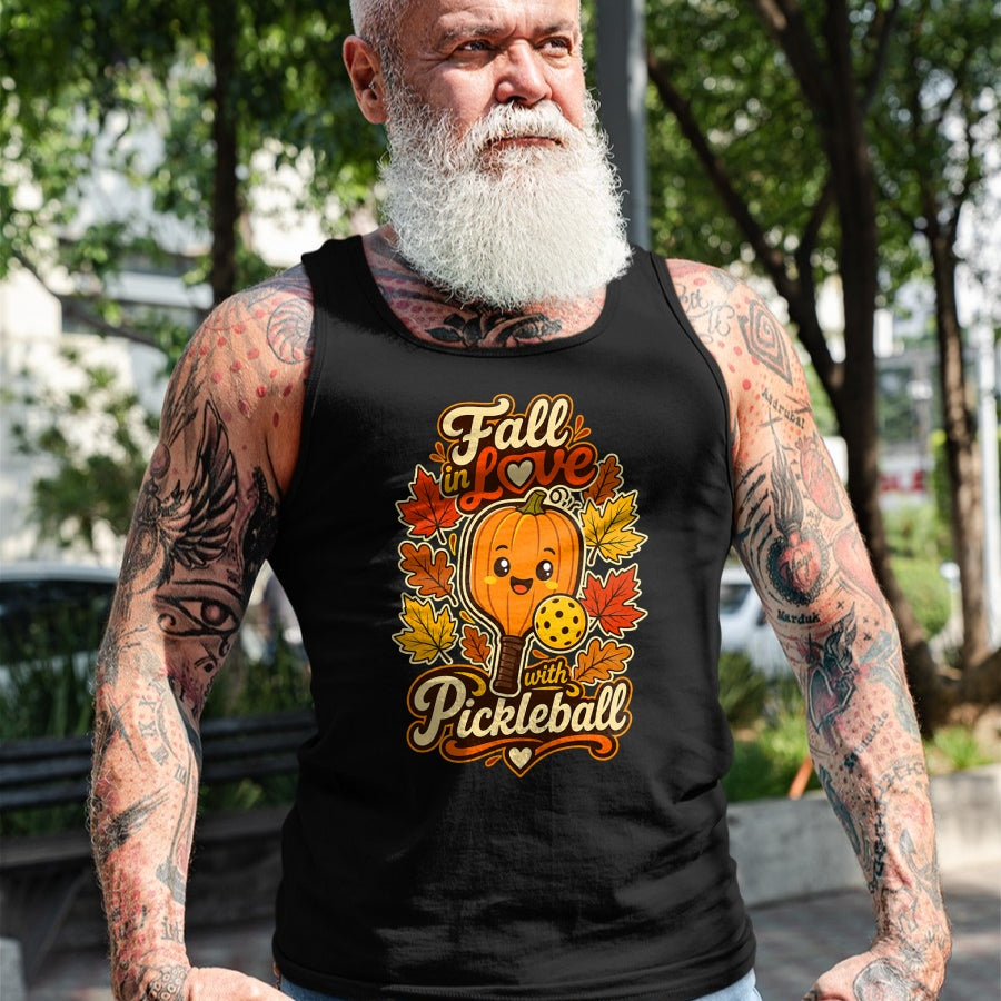 Funny Pickleball Shirt, Pickleball Lover Unisex T-Shirt/Hoodie/Sweatshirt HLT00 - Fall Pickleball Pumpkin Leaves Paddle Autumn Sports Lover T-Shirt