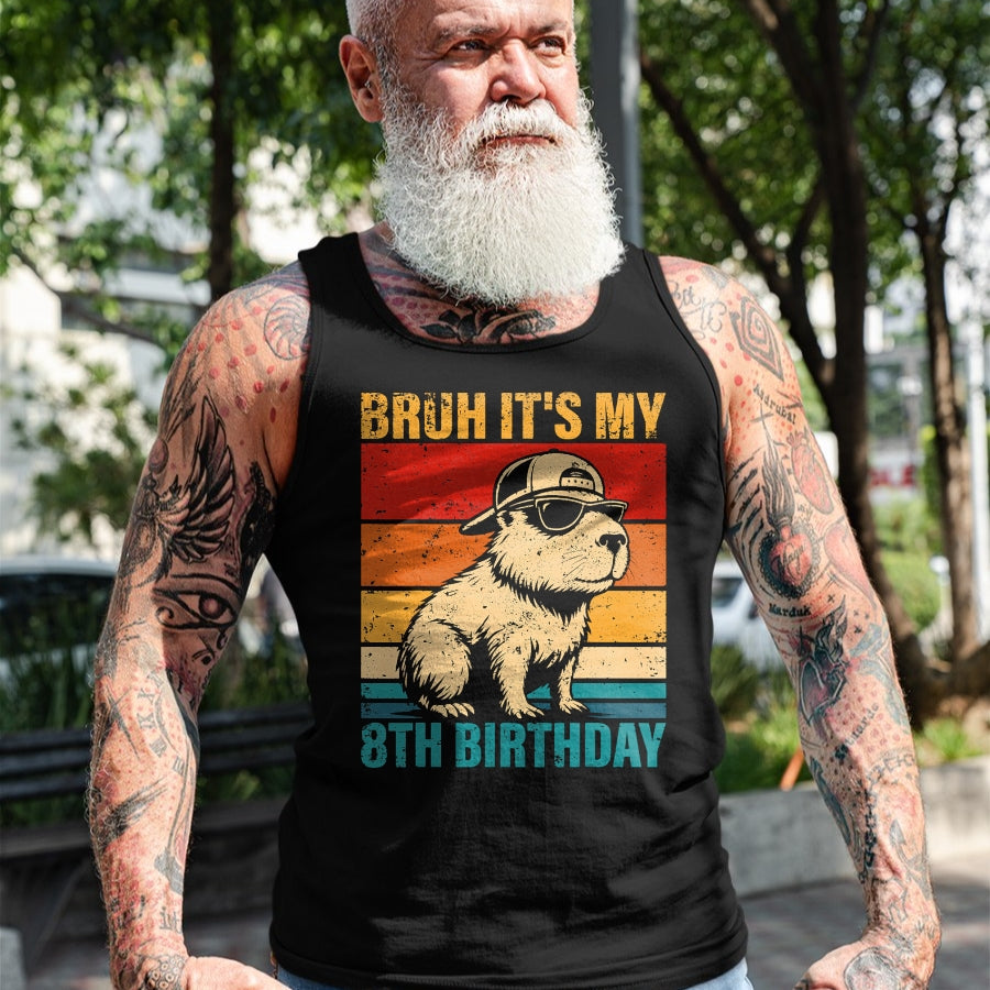 Cute Capybara Shirt, Funny Capybara UnisexT-Shirt/Hoodie/Sweatshirt HLT00 - 8 Year Old Birthday Boy Capybara Bruh It_s My 8th Birthday T-Shirt