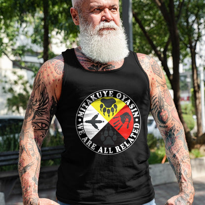 Native American T-Shirts, Vintage Native American Unisex T-Shirt/Hoodie/Sweatshirt HLT00 - Native American Medicine Wheel Mitakuye Oyasin