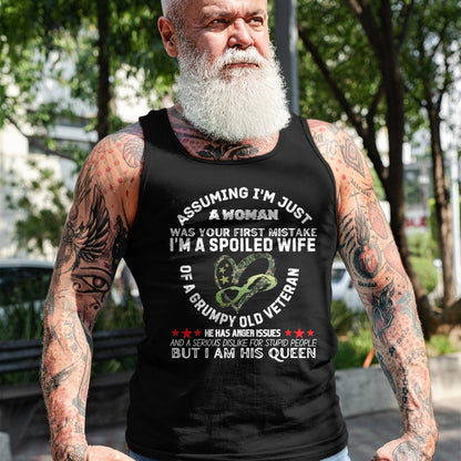 Best Wife Shirt, Wife and Husband Unisex T-Shirt/Hoodie/Sweatshirt HLT00 - Gift for wife T shirt, spoiled wife   Husband Wife I'm A Spoiled Wife Of A Grumpy Old Veteran T-Shir