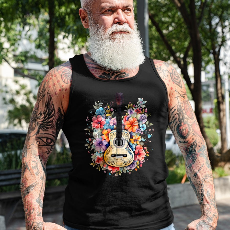 Guitar Lover Shirt, Funny Guitar UnisexT-Shirt/Hoodie/Sweatshirt HLT00 - Floral Guitar Graphic Guitarist Gift Mens Womens Dad Girl T-Shirt