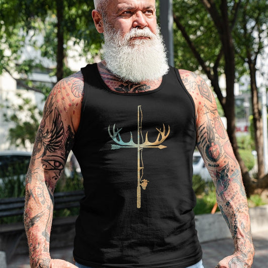 Funny Fishing Shirt, Gift For Fishing Lover Unisex T-Shirt/Hoodie/Sweatshirt HLT00 - Antler Fishing Rod Cross God Family Hunting Fishing T-Shirt