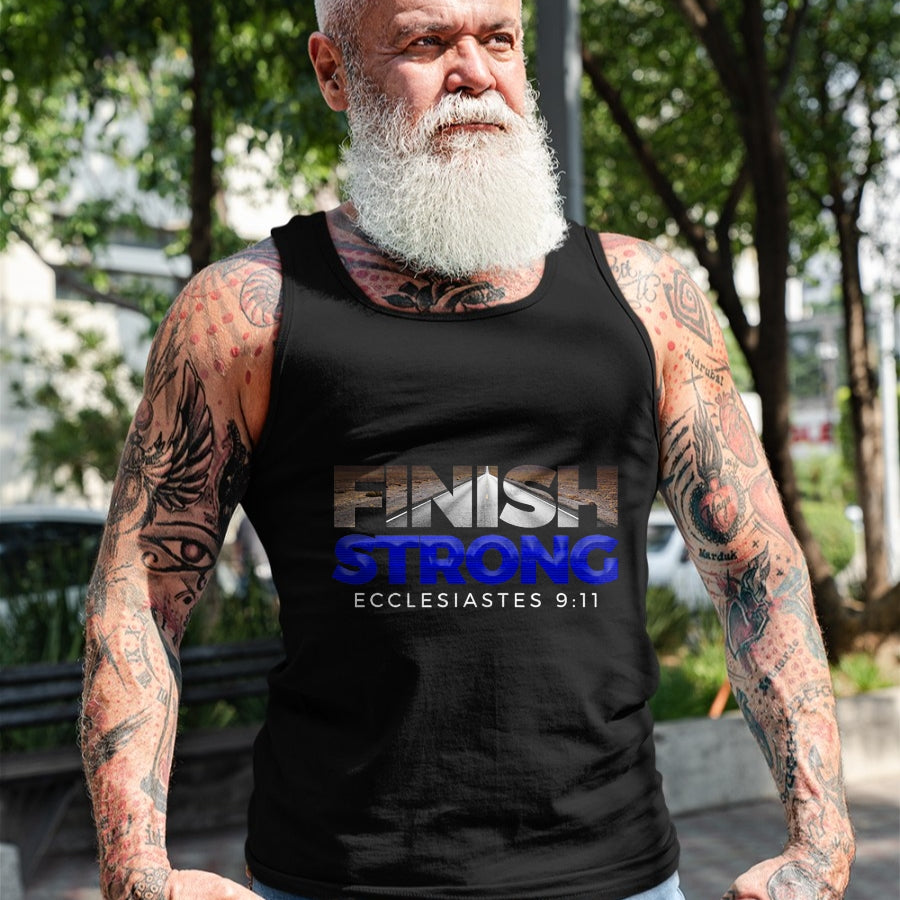 Christian Tee, Christian Faith Unisex T-Shirt/Hoodie/Sweatshirt HLT00 - Finish Strong Christian Jesus Apparel T Shirt Gift Blue T-Shirt