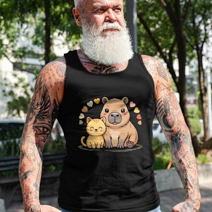Cute Capybara Shirt, Funny Capybara Unisex T-Shirt/Hoodie/Sweatshirt HLT00 - Cute Cat and Capybara Friends Funny Pet Lovers Casual Wear T-Shirt