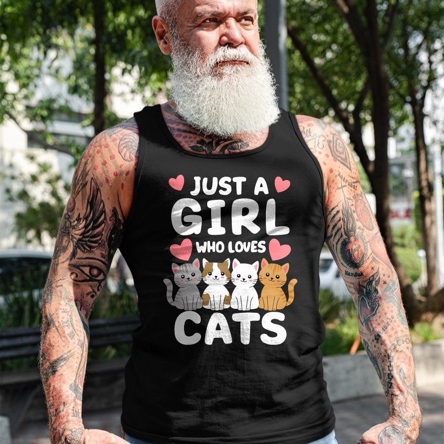 Cat Love Shirt, Funny Cat Lover Gift UnisexT-Shirt/Hoodie/Sweatshirt HLT00 - Cat Just A Girl Who Loves Cats T-Shirt (1)