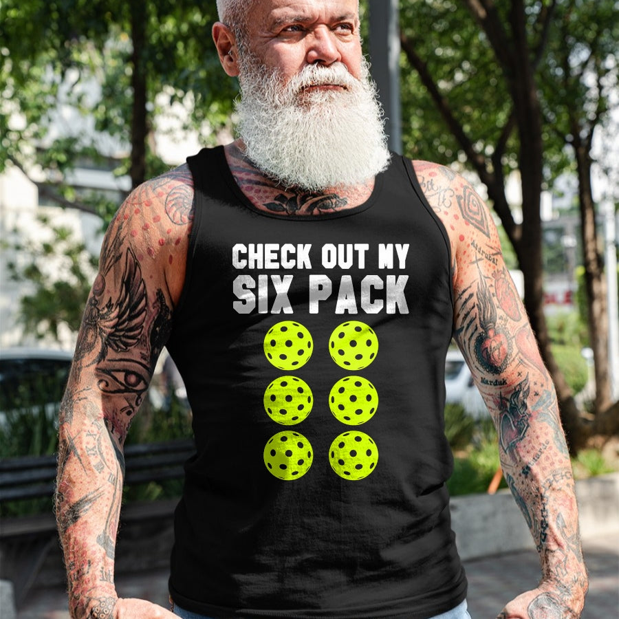 Funny Pickleball Shirt, Pickleball Lover Unisex T-Shirt/Hoodie/Sweatshirt HLT00 - Check Out My Six Pack Pickleball T-Shirt