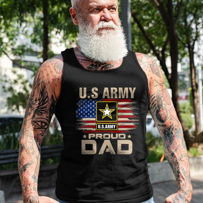Gift for Dad Shirt, Funny Dad Unisex T-Shirt/Hoodie/Sweatshirt HLT00 – Vintage U.S Army Proud Dad With American Flag T-Shirt