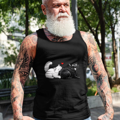 Cat Love Shirt, Funny Cat Lover Gift UnisexT-Shirt/Hoodie/Sweatshirt HLT00 - Funny Cat Couple Black White Cats Love Cat Biting Cat Butt T-Shirt (1)