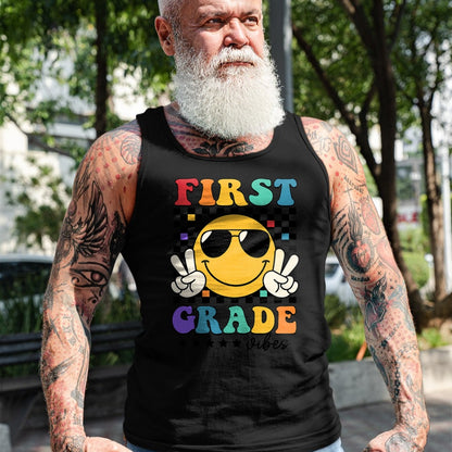 Best Student Shirt, Funny Back To School UnisexT-Shirt/Hoodie/Sweatshirt HLT00 - 1st Grade Vibes Smile Face Back to School Girls First Grade T-Shirt