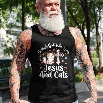 Cat Love Shirt, Funny Cat Lover Gift UnisexT-Shirt/Hoodie/Sweatshirt HLT00 - Just A Girl Who Loves Jesus and Cats T-Shirt