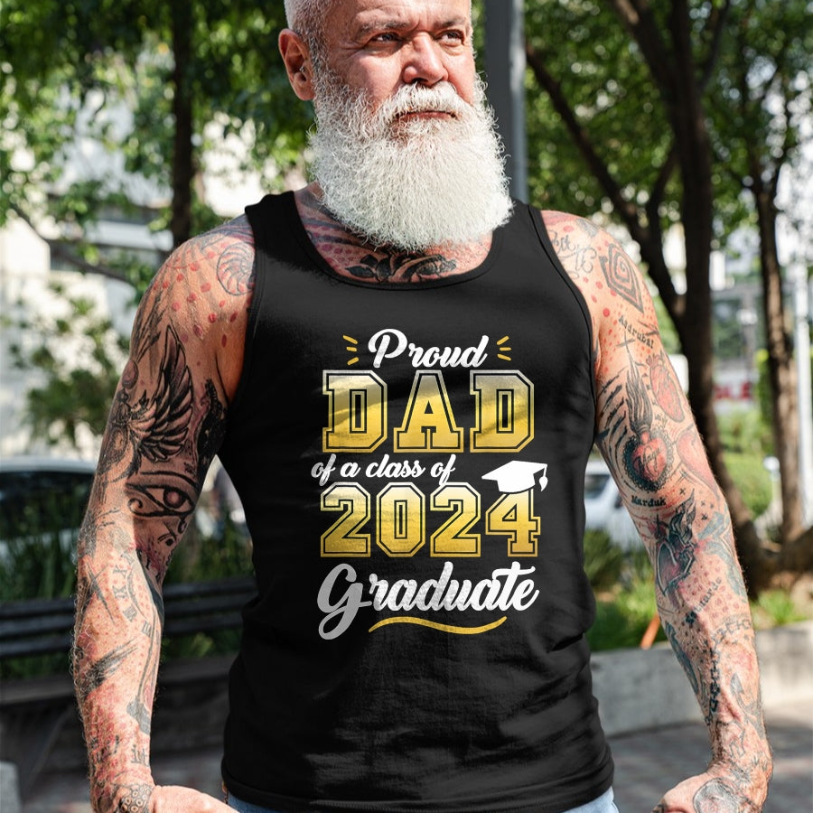 Gift for Dad Shirt, Funny Dad Unisex T-Shirt/Hoodie/Sweatshirt HLT00 – Proud Dad of a Class of 2024 Graduate Senior 24 Graduation T-Shirt